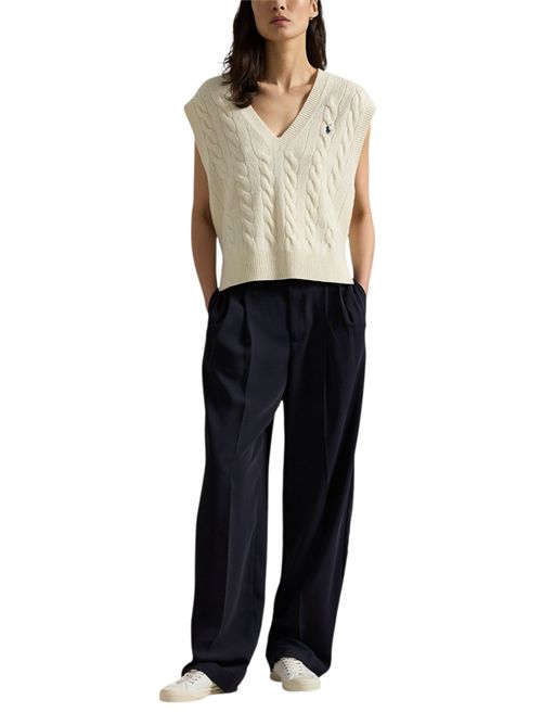 gilet donna a trecce crema Ralph Lauren | 211949994002